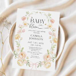 Baby in Bloom Roze Strik Baby Shower Uitnodiging