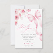 Baby in Bloom Roze Strik Bedankkaart (Voorkant)