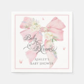 Baby in Bloom Roze strik Bloemen Baby shower Servet (Voorkant)