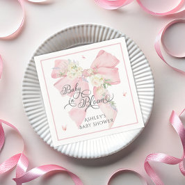 Baby in Bloom Roze strik Bloemen Baby shower Servet
