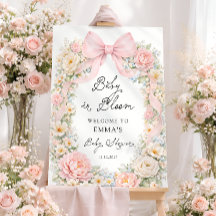 Baby in Bloom Roze Strik Bloemige Baby Shower Welk