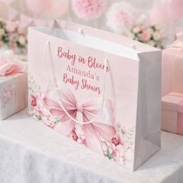 Baby in Bloom roze strik floral Baby shower Groot Cadeauzakje