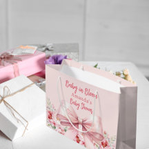 Baby in Bloom roze strik floral Baby shower