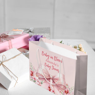 Baby in Bloom roze strik floral Baby shower Groot Cadeauzakje