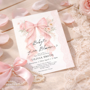 Baby in Bloom Roze Strik Meisje Baby Shower Kaart