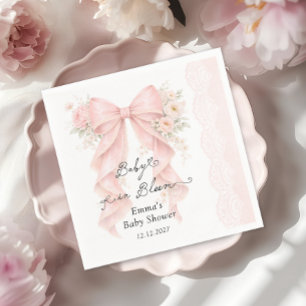 Baby in Bloom Roze Strik Meisje Baby Shower Servet