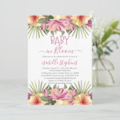 Baby in Bloom Roze Tropische Bloemige Baby Shower  Kaart (Staand voorkant)