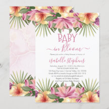 Baby in Bloom Roze Tropische Bloemige Baby Shower 