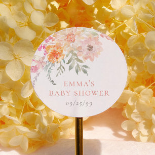 Baby In Bloom   Roze & Turquoise Lente Bloemen Bab Ronde Sticker