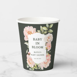 Baby in Bloom Roze Waterverf Bloemen Baby shower Papieren Bekers