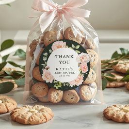 Baby in Bloom Roze Waterverf Bloemen Baby shower Ronde Sticker