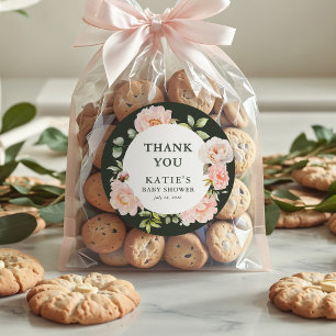 Baby in Bloom Roze Waterverf Bloemen Baby shower Ronde Sticker