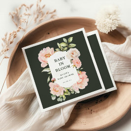 Baby in Bloom Roze Waterverf Bloemen Baby shower Servet