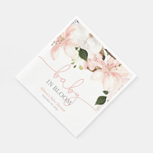 Baby in Bloom roze witte bloemenlelies Servet (Hoek)