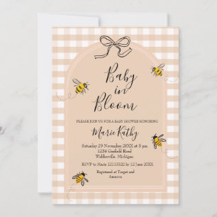 Baby in Bloom Rustic Bee Daisy Uitnodiging