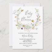 Baby in Bloom Rustic Bee Wildflower Uitnodiging (Voorkant)