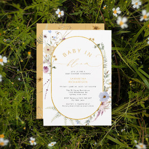 Baby in Bloom Rustic Wildflower Baby shower Kaart