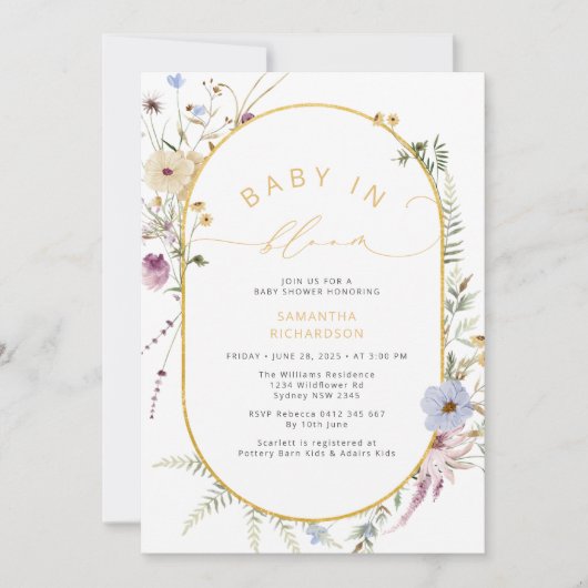 Baby in Bloom Rustic Wildflower Baby shower Kaart (Voorkant)