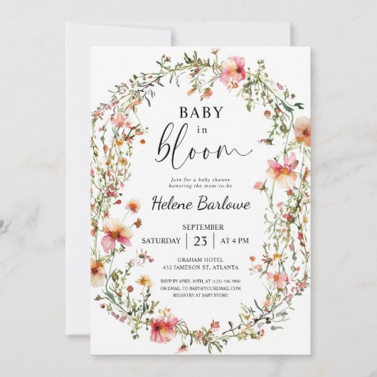 Baby In Bloom Rustiek Boho Wildflower Baby shower Kaart (Voorkant)