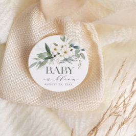 BABY IN BLOOM Rustieke Elegante Baby Shower Ronde Sticker