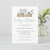 Baby in Bloom Sage Boho Toys Shower Invitation Kaart (Staand voorkant)