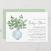 Baby in Bloom Sage Eucalyptus Waterverf Shower Kaart (Voorkant / Achterkant)