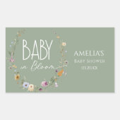 Baby in Bloom Sage Green Botanical Baby shower Rechthoekige Sticker (Voorkant)