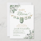 Baby in Bloom Sage Green Floral Baby Shower Kaart (Voorkant)
