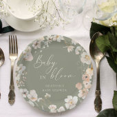 Baby in Bloom Sage Green Wildflower Baby shower Papieren Bordje