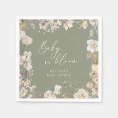 Baby in Bloom Sage Green Wildflower Baby shower Servet (Voorkant)