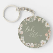 Baby In Bloom Sage Green Wildflower Baby Shower Sleutelhanger (Voorkant)