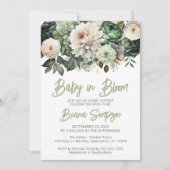 Baby in Bloom Sage Groen Bloemen Baby shower Kaart (Voorkant)