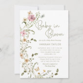 Baby in Bloom Sage Groen Bloemen Meisje Baby showe Kaart (Voorkant)