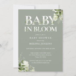 Baby In Bloom Sage Groene All In One Baby Shower Kaart