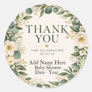 Baby in Bloom Sage Groene Botanische Ronde Sticker