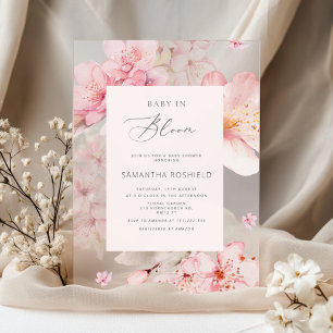 Baby in Bloom Sakura blush roze meisje baby shower Acryl Uitnodigingen