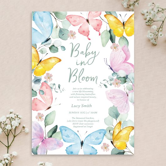 Baby in Bloom Saliegroene Babyshower Uitnodiging
