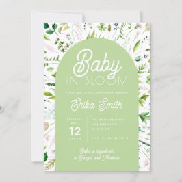 Baby in Bloom Saliegroene babyshower uitnodiging