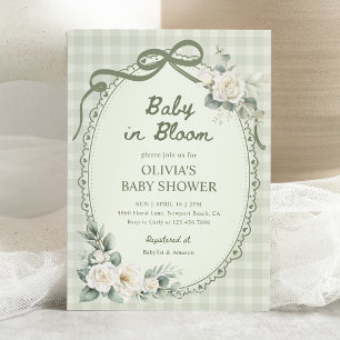 Baby in Bloom Saliegroene Bloem Tuin Baby Shower Kaart