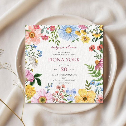 Baby in Bloom | Schattige Baby shower van wilde bl Kaart