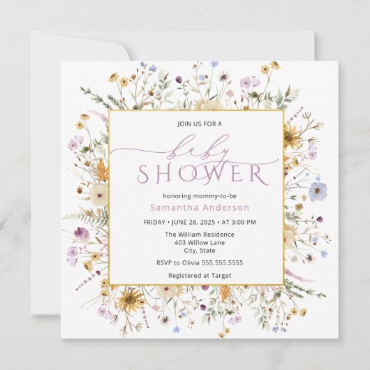 Baby in Bloom Schattige Wildflower Meisje Baby sho Kaart (Voorkant)