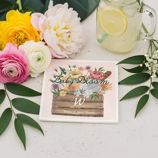 Baby in Bloom Schattigee Bloemen Houten Krat Baby  Servet