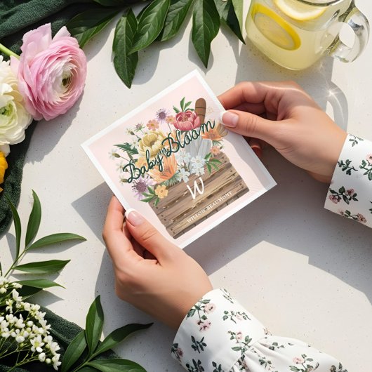 Baby in Bloom Schattigee Bloemen Houten Krat Baby  Servet