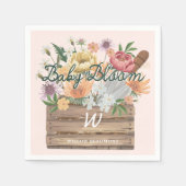 Baby in Bloom Schattigee Bloemen Houten Krat Baby  Servet (Voorkant)