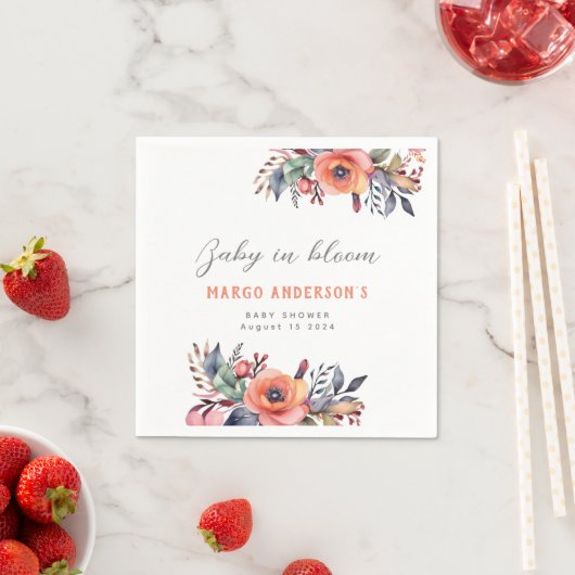 Baby in Bloom Schattigee Perzik Tuin Rustiek Servet (Insitu)