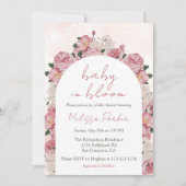 Baby in Bloom Script Roze Bloemen Baby shower Kaart (Voorkant)