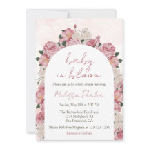 Baby in Bloom Script Roze Bloemen Baby shower