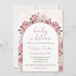 Baby in Bloom Script Roze Bloemen Baby shower Kaart
