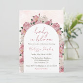 Baby in Bloom Script Roze Bloemen Baby shower Kaart (Staand voorkant)