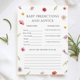 Baby in Bloom Shower Baby Voorspellingen Game Kaar Kaart